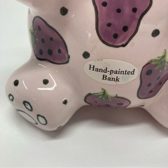 Ganz Meowberry Handpainted Cat Bank with Strawberries Signed by Pati Ceramic - Picture 7 of 16